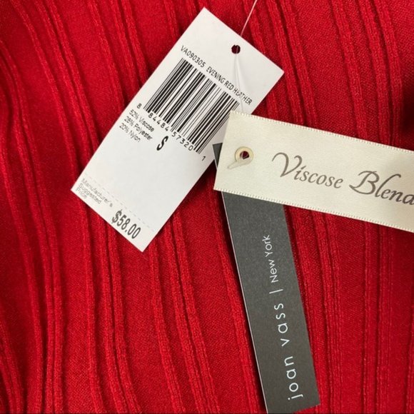 Joan Vass New York Long Sleeved Red Thin Sweater 🟡 - Picture 9 of 9